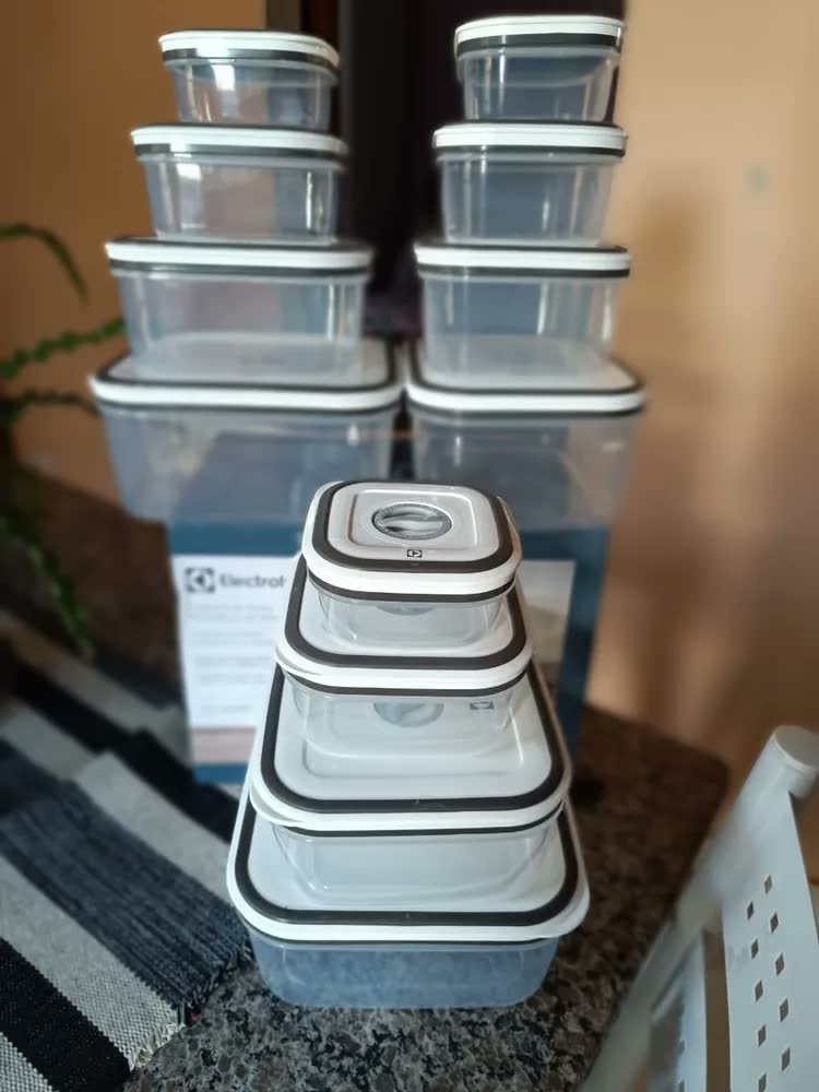 foto de cliente de Electrolux Kit 12 Potes Herméticos de Plástico Retangulares, Multiuso, Vedação Silicone, BPA Free, Porta Mantimentos, Empilháveis