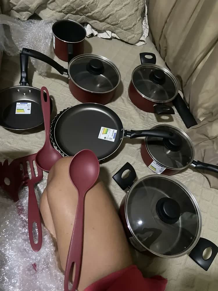 foto de cliente de Jogo Panelas 12 Peças Antiaderente Alumínio Turim Tramontina Cor Vermelho