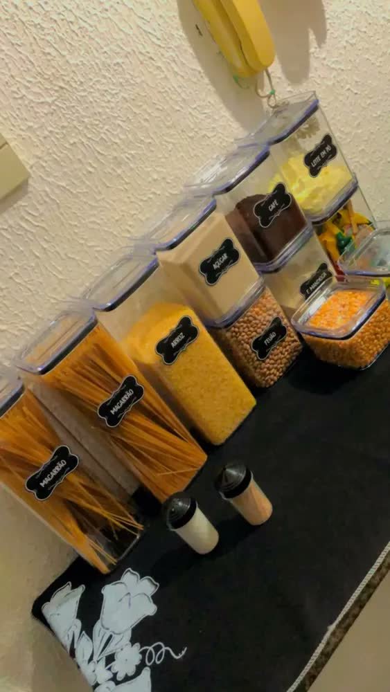foto de comprador de Kit 17 Potes Herméticos Acrílicos Empilháveis Quadrados Transparente para Cozinha e Despensa