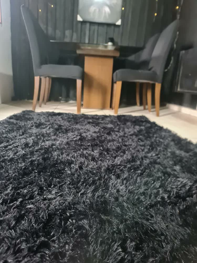 foto de comprador de Tapete 2,00x1,50 Peludo Felpudo Sala E Quarto Cores Cor Cinza Mesclado Desenho Do Tecido Pelo Alto Casa Laura Enxovais Tapete Médio Para Sala