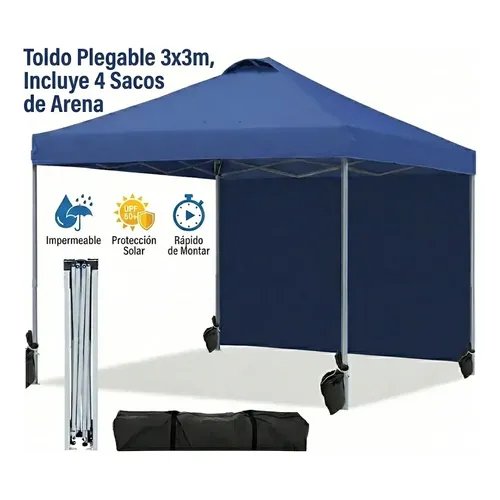Gazebo Dobrável Joyfox 3x3m Azul-Marinho de Poliéster 210D com Proteção UV
