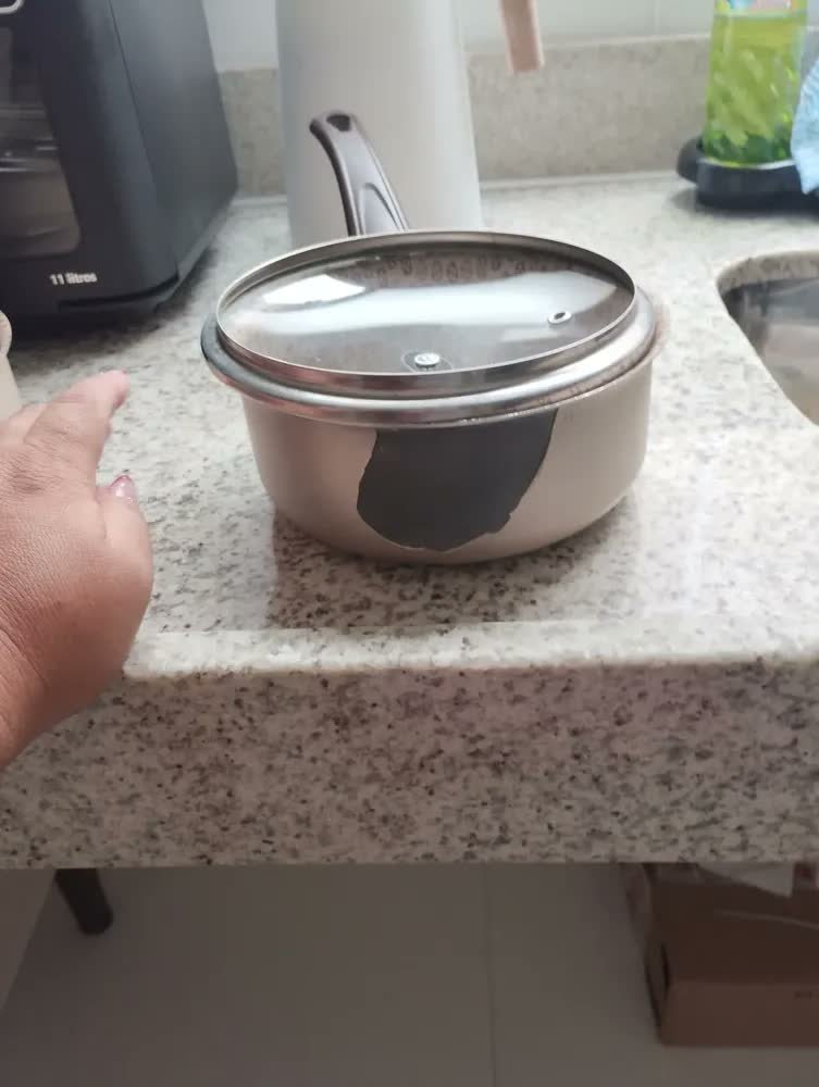 foto de cliente de Jogo De Panelas 10 Peças Antiaderente Teflon ivory – Linha Familiar Para Cozinha Completa, Ideal Para Fritura, Arroz, Vapor – Alumínio Com Tampa De Vidro – Fogão Gás Elétrico
