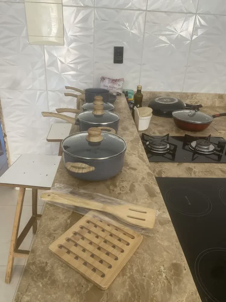 foto de cliente de Jogo De Panelas Induçao Antiaderente Cerâmica 10 Peças Ppg Pfoa Free Baunilha